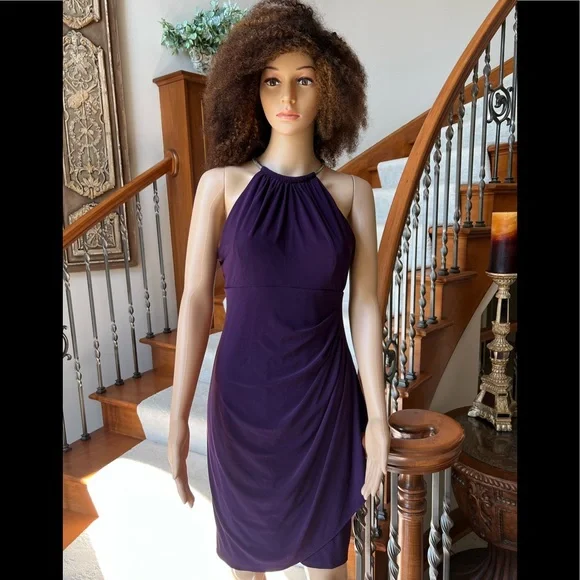 Xscape | Dresses | Xscape Purple Halter Style Elegant Dress Sz2 | Poshmark